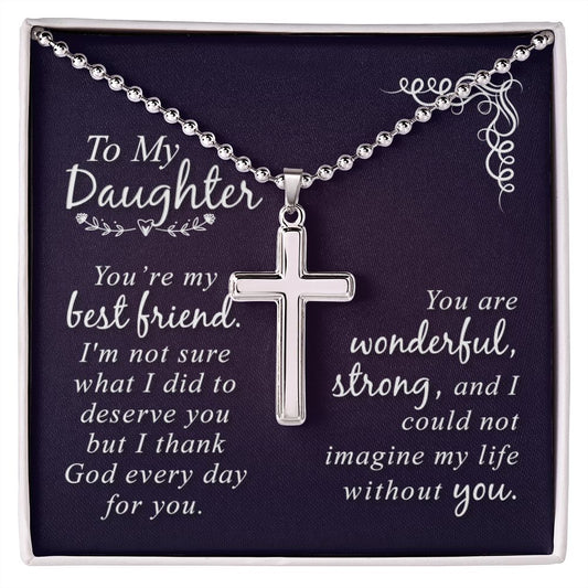 Wear your faith proudly with this stunning artisan-crafted Stainless Cross Necklace with Ball Chain. Perfect for special occasions or everyday wear, our Stainless Cross Necklace is a wonderful gift idea for you or your loved one. Imagine the look on their face when they open up this thoughtful gift!