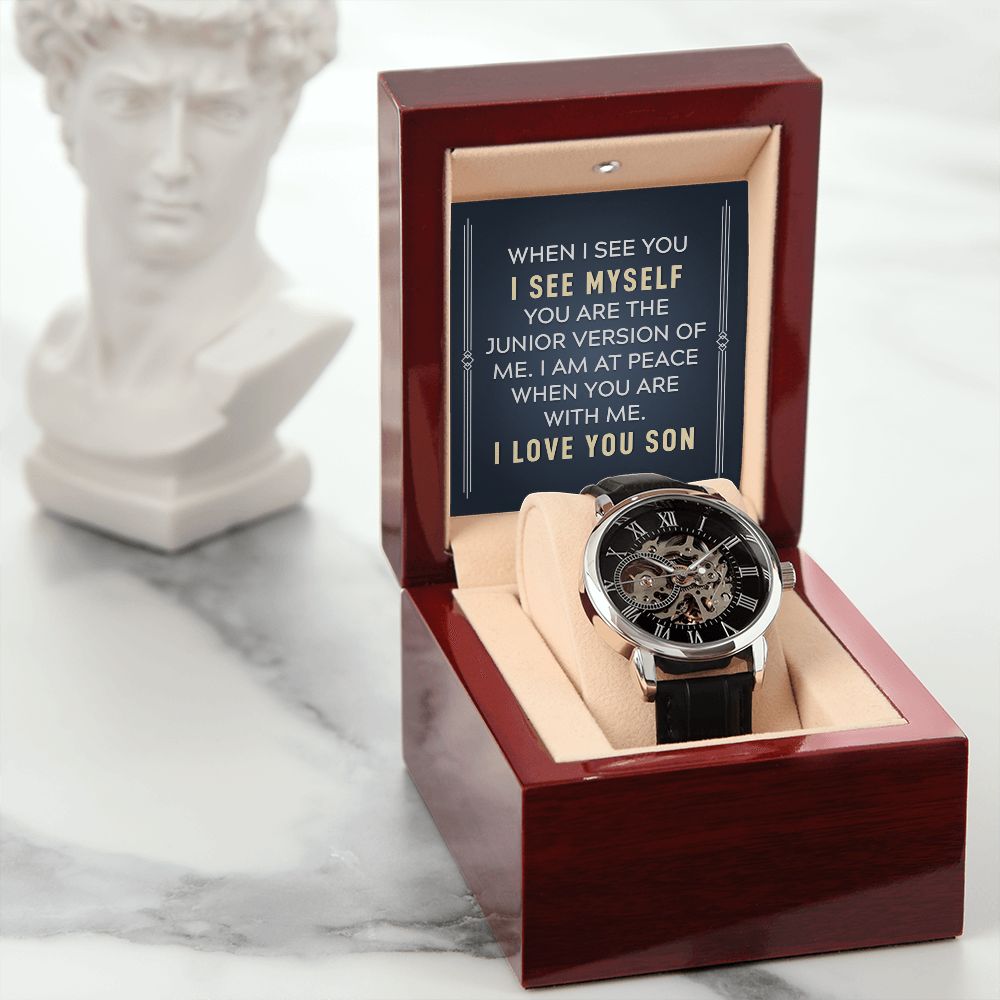  Beautifully crafted to be automatic, this watch requires motion instead of batteries. You will keep precise time simply by wearing it, no winding necessary. This magnificent piece makes the perfect gift for yourself or any man in your life looking to add a tasteful element into his wardrobe. 