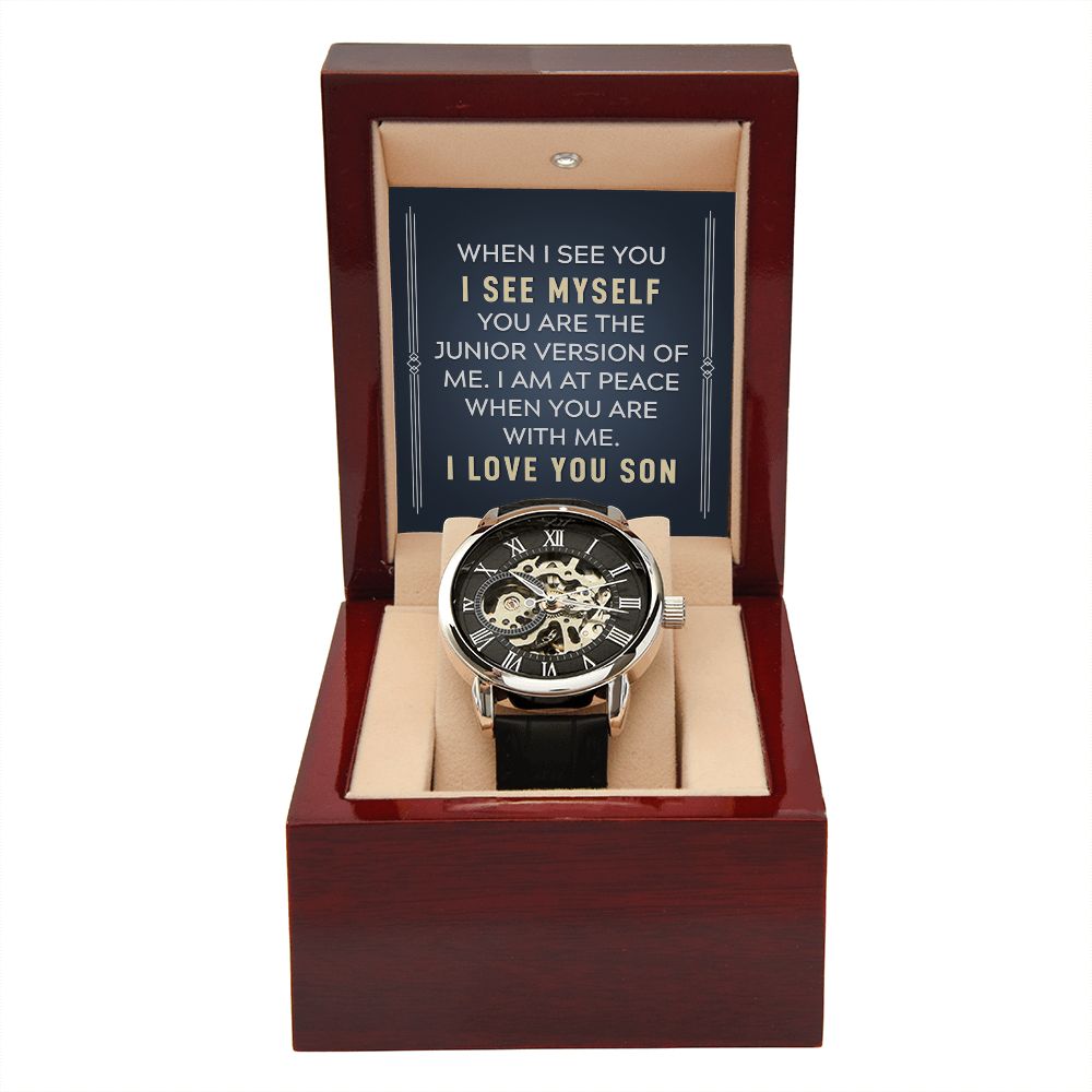  Beautifully crafted to be automatic, this watch requires motion instead of batteries. You will keep precise time simply by wearing it, no winding necessary. This magnificent piece makes the perfect gift for yourself or any man in your life looking to add a tasteful element into his wardrobe. 