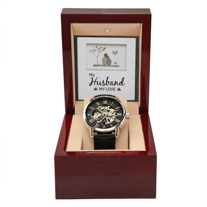 Beautifully crafted to be automatic, this watch requires motion instead of batteries. You will keep precise time simply by wearing it, no winding necessary. This magnificent piece makes the perfect gift for yourself or any man in your life looking to add a tasteful element into his wardrobe.