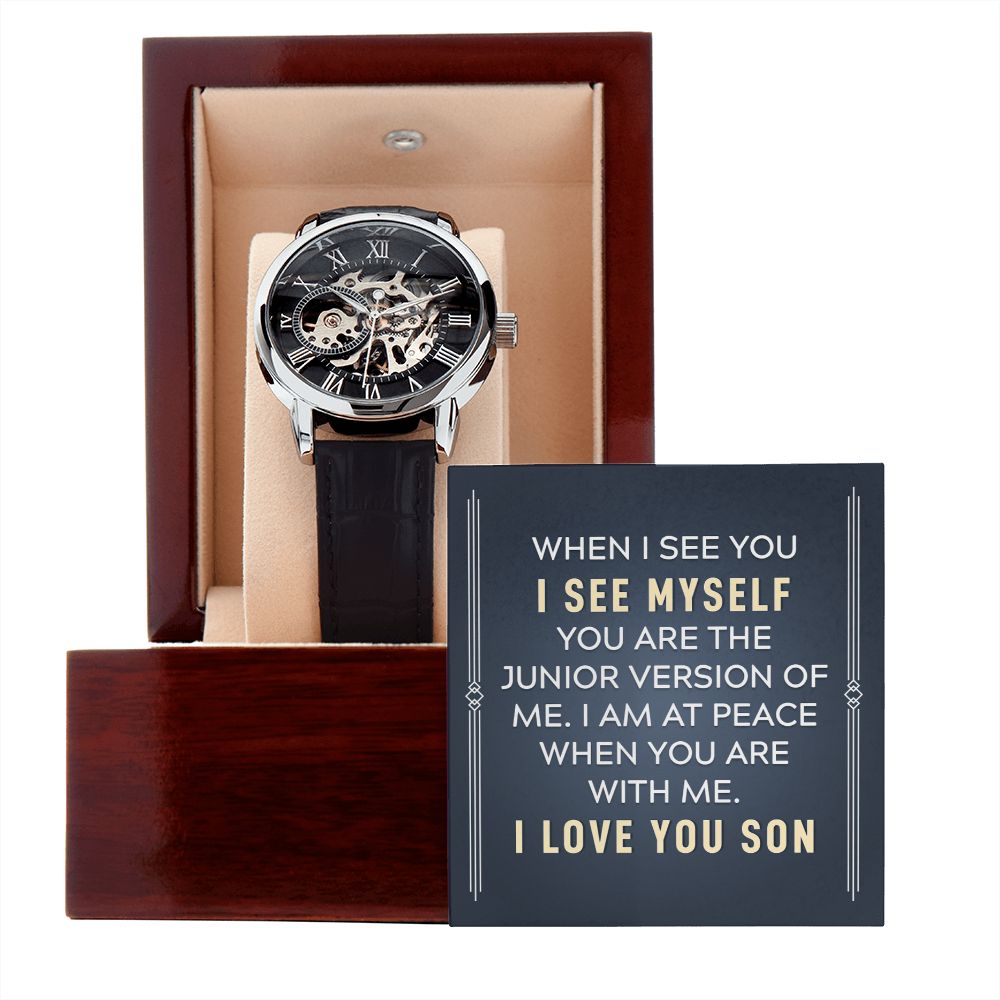  Beautifully crafted to be automatic, this watch requires motion instead of batteries. You will keep precise time simply by wearing it, no winding necessary. This magnificent piece makes the perfect gift for yourself or any man in your life looking to add a tasteful element into his wardrobe. 