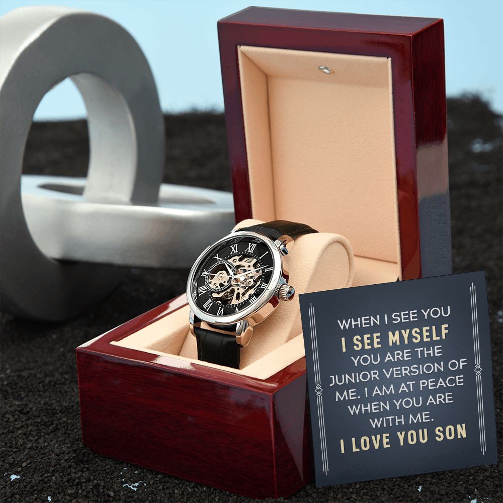  Beautifully crafted to be automatic, this watch requires motion instead of batteries. You will keep precise time simply by wearing it, no winding necessary. This magnificent piece makes the perfect gift for yourself or any man in your life looking to add a tasteful element into his wardrobe. 