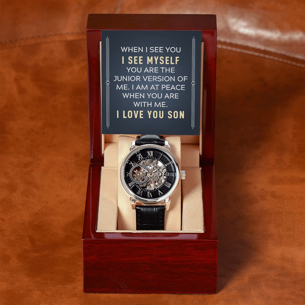  Beautifully crafted to be automatic, this watch requires motion instead of batteries. You will keep precise time simply by wearing it, no winding necessary. This magnificent piece makes the perfect gift for yourself or any man in your life looking to add a tasteful element into his wardrobe. 