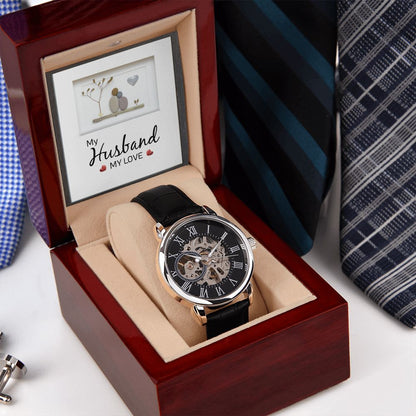 Beautifully crafted to be automatic, this watch requires motion instead of batteries. You will keep precise time simply by wearing it, no winding necessary. This magnificent piece makes the perfect gift for yourself or any man in your life looking to add a tasteful element into his wardrobe.