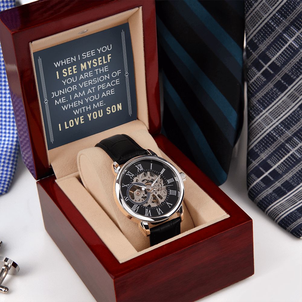  Beautifully crafted to be automatic, this watch requires motion instead of batteries. You will keep precise time simply by wearing it, no winding necessary. This magnificent piece makes the perfect gift for yourself or any man in your life looking to add a tasteful element into his wardrobe. 
