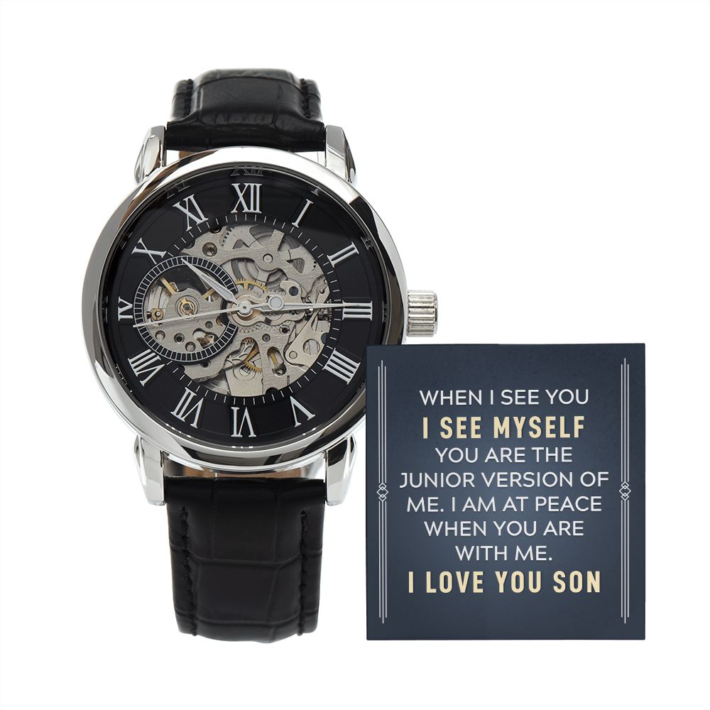  Beautifully crafted to be automatic, this watch requires motion instead of batteries. You will keep precise time simply by wearing it, no winding necessary. This magnificent piece makes the perfect gift for yourself or any man in your life looking to add a tasteful element into his wardrobe. 