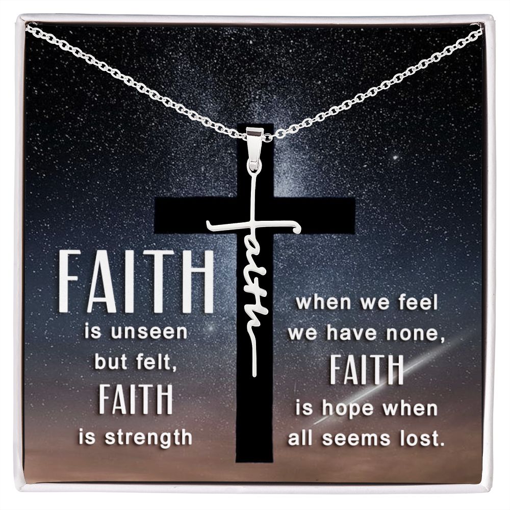 What better way to showcase your faith than with a stylish, everyday accessory? The Faith Cross Necklace allows a beautiful expression of hope that will instantly elevate your wardrobe. This dazzling piece is white gold dipped and features a perfectly sized pendant, which makes sharing your beliefs undoubtedly easy.