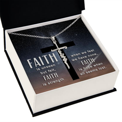 What better way to showcase your faith than with a stylish, everyday accessory? The Faith Cross Necklace allows a beautiful expression of hope that will instantly elevate your wardrobe. This dazzling piece is white gold dipped and features a perfectly sized pendant, which makes sharing your beliefs undoubtedly easy.