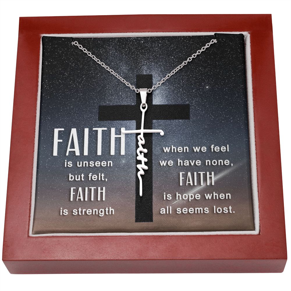 What better way to showcase your faith than with a stylish, everyday accessory? The Faith Cross Necklace allows a beautiful expression of hope that will instantly elevate your wardrobe. This dazzling piece is white gold dipped and features a perfectly sized pendant, which makes sharing your beliefs undoubtedly easy.