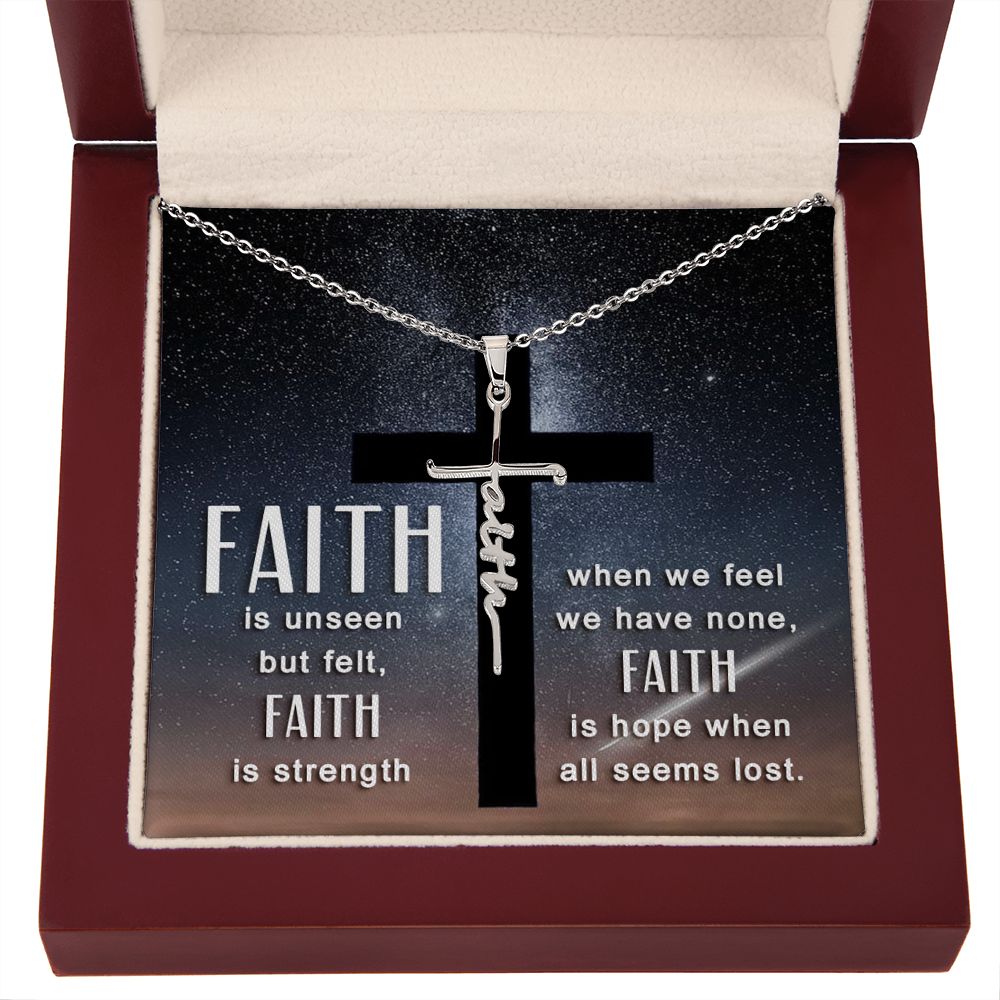 What better way to showcase your faith than with a stylish, everyday accessory? The Faith Cross Necklace allows a beautiful expression of hope that will instantly elevate your wardrobe. This dazzling piece is white gold dipped and features a perfectly sized pendant, which makes sharing your beliefs undoubtedly easy.