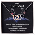 Give your girlfriend the gift that symbolizes your never-ending love. Featuring two lovely hearts embellished with cubic zirconia crystals, this Interlocking Hearts necklace is the perfect accessory for everyday wear. Whether it's a memorable anniversary or a special birthday, make sure to dazzle your special someone by gifting them this stunning necklace.