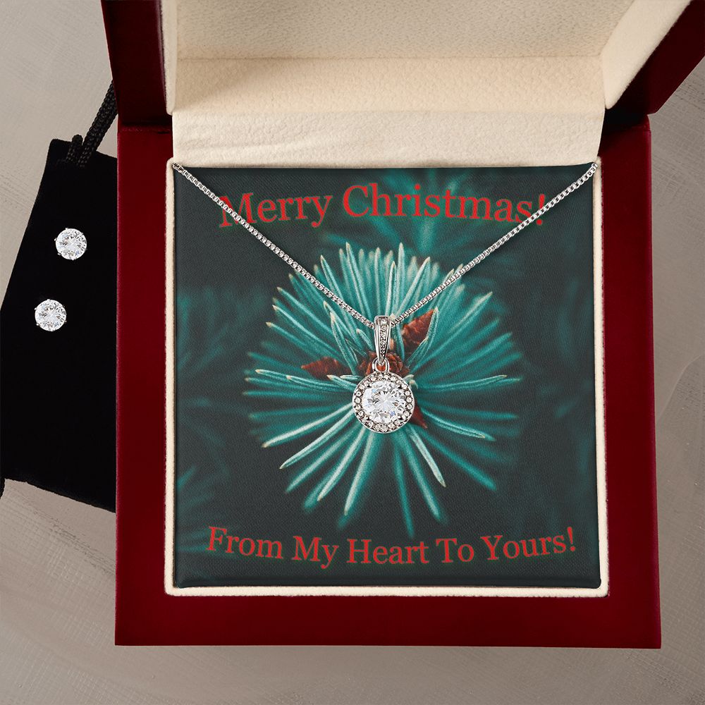 Surprise your loved one with a stunning gift that will make her heart swell! Our dazzling Eternal Hope Necklace and Cubic Zirconia Earring Set is an eye catching pair that can be worn together or separately, adding sparkle and elegance to any occasion! Don't miss out on this spectacular offering!
