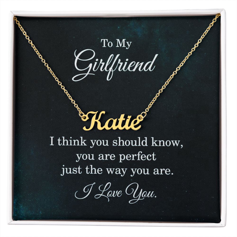 This stylish necklace features a cursive name design suspended on an 16”-18” adjustable cable chain, making it both personal and beautiful! Your necklace will be custom made upon ordering in the name or word of your choice, with up to 10 characters. It's a gift that they will surely want to keep close to their heart forever!