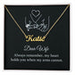Give your special someone a custom necklace made just for them! Our Personalized Name Necklace is the perfect gift for your loved ones and will become a versatile accessory for any occasion. From a heart-warming holiday present, anniversary or birthday gift, or just because, this unique necklace adds a trendy touch to any outfit.