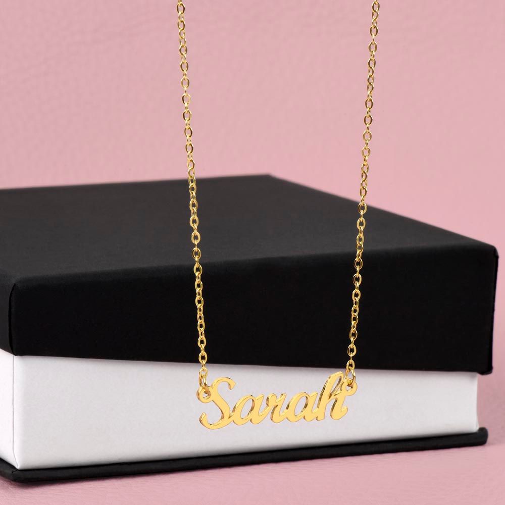 This stylish necklace features a cursive name design suspended on an 16”-18” adjustable cable chain, making it both personal and beautiful! Your necklace will be custom made upon ordering in the name or word of your choice, with up to 10 characters. It's a gift that they will surely want to keep close to their heart forever!