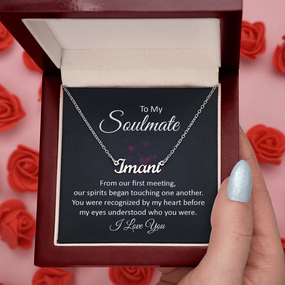 This stylish necklace features a cursive name design suspended on an 16”-18” adjustable cable chain, making it both personal and beautiful! Your necklace will be custom made upon ordering in the name or word of your choice, with up to 10 characters. It's a gift that they will surely want to keep close to their heart forever!