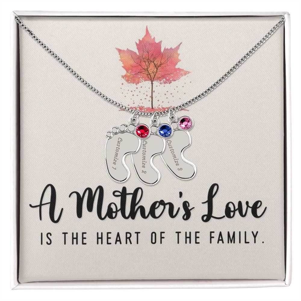 Celebrate the arrival of a newborn or cherish a precious memory with our Custom Baby Feet Necklace with Birthstone. Personalize your gift by engraving a name of your choice onto the pendant and choosing a crystal that correlates with the baby's birth month. 
