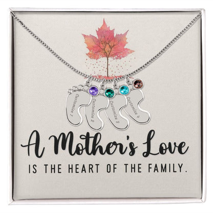Celebrate the arrival of a newborn or cherish a precious memory with our Custom Baby Feet Necklace with Birthstone. Personalize your gift by engraving a name of your choice onto the pendant and choosing a crystal that correlates with the baby's birth month. 