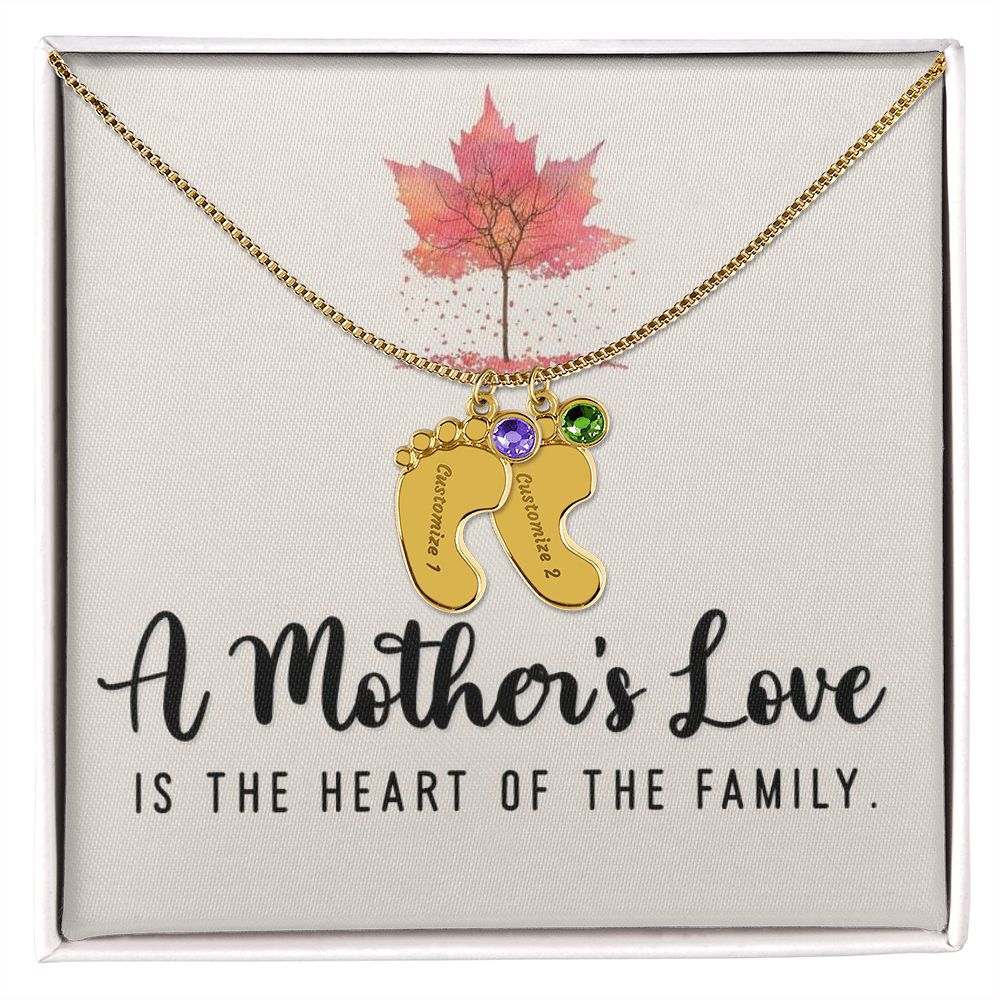 Celebrate the arrival of a newborn or cherish a precious memory with our Custom Baby Feet Necklace with Birthstone. Personalize your gift by engraving a name of your choice onto the pendant and choosing a crystal that correlates with the baby's birth month. 