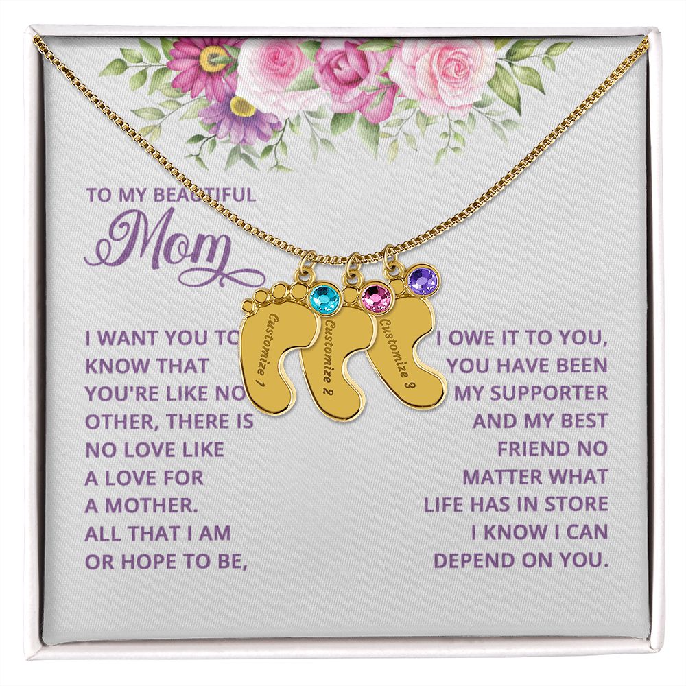 Adorn yourself with a timelessly beautiful piece of jewelry. Crafted with a subtle delicateness, the Baby Feet Necklace with Birthstone is a gorgeous combination of elegance and sentimentality. Symbolizing the unbreakable bond between mother and child, this custom necklace is crafted with personalized details and a birthstone of your choosing.