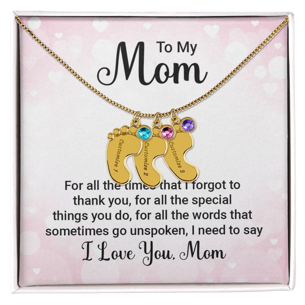 Celebrate the arrival of a newborn or cherish a precious memory with our Custom Baby Feet Necklace with Birthstone. Personalize your gift by engraving a name of your choice onto the pendant and choosing a crystal that correlates with the baby's birth month. 
