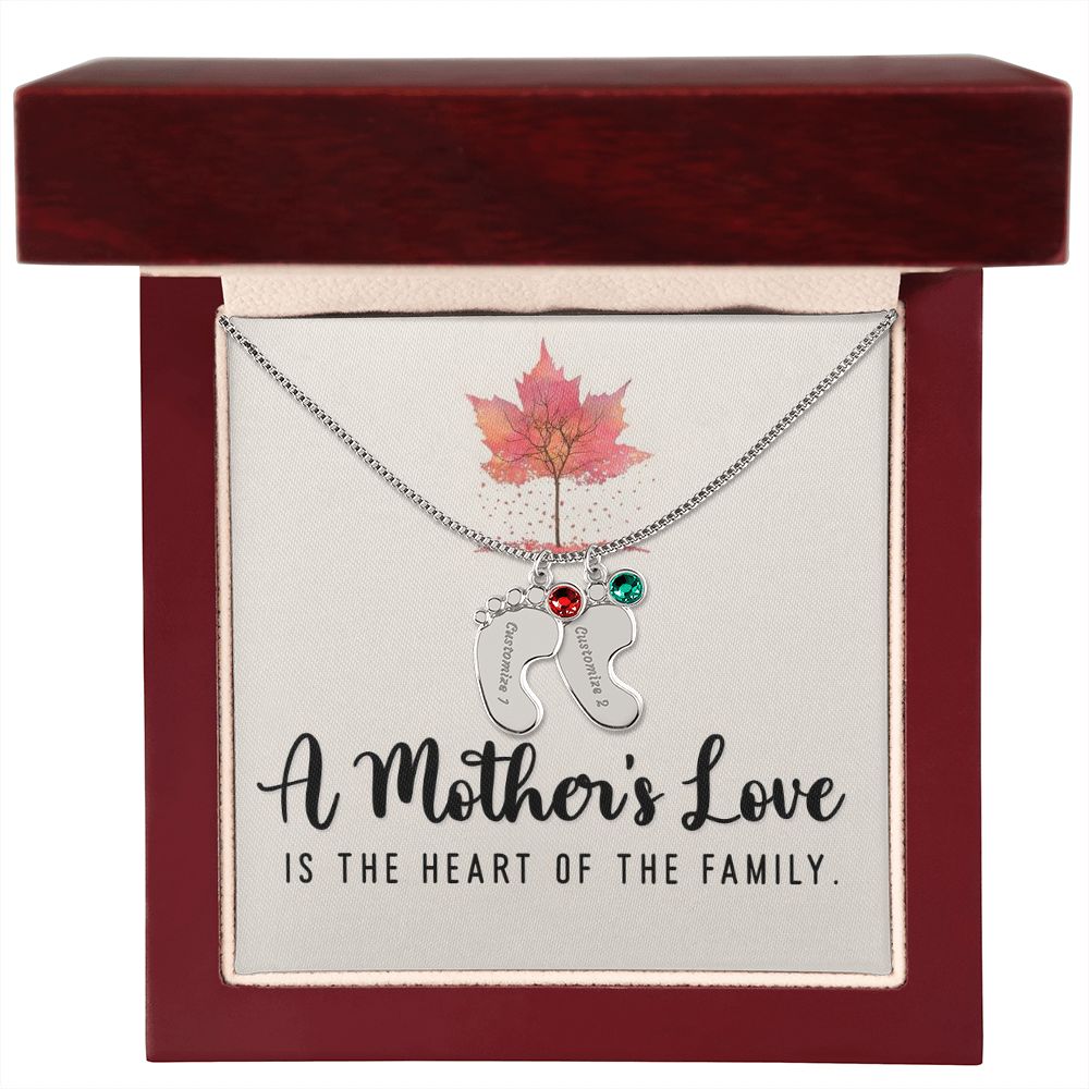 Celebrate the arrival of a newborn or cherish a precious memory with our Custom Baby Feet Necklace with Birthstone. Personalize your gift by engraving a name of your choice onto the pendant and choosing a crystal that correlates with the baby's birth month. 