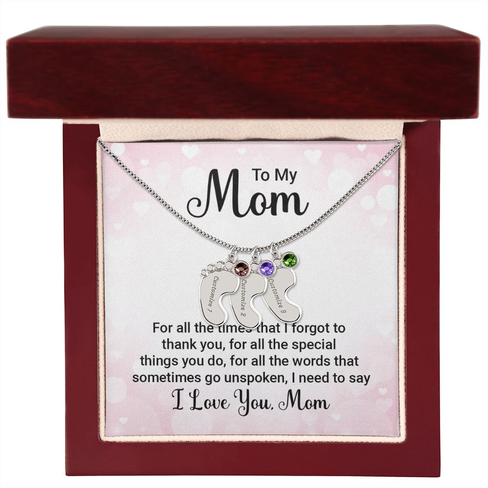 Celebrate the arrival of a newborn or cherish a precious memory with our Custom Baby Feet Necklace with Birthstone. Personalize your gift by engraving a name of your choice onto the pendant and choosing a crystal that correlates with the baby's birth month. 