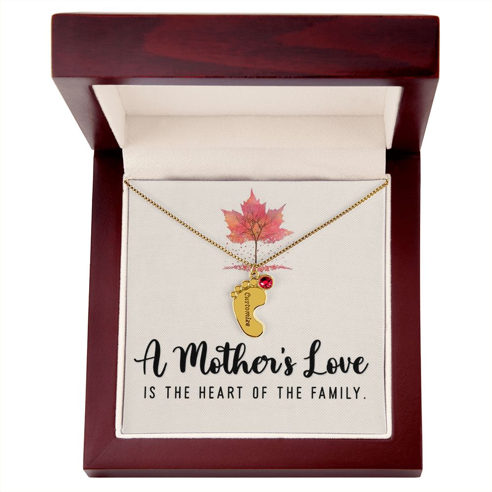 Celebrate the arrival of a newborn or cherish a precious memory with our Custom Baby Feet Necklace with Birthstone. Personalize your gift by engraving a name of your choice onto the pendant and choosing a crystal that correlates with the baby's birth month. 