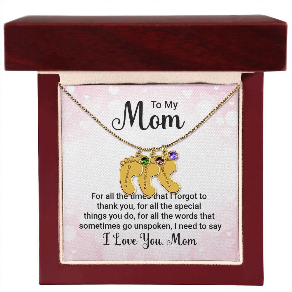 Celebrate the arrival of a newborn or cherish a precious memory with our Custom Baby Feet Necklace with Birthstone. Personalize your gift by engraving a name of your choice onto the pendant and choosing a crystal that correlates with the baby's birth month. 