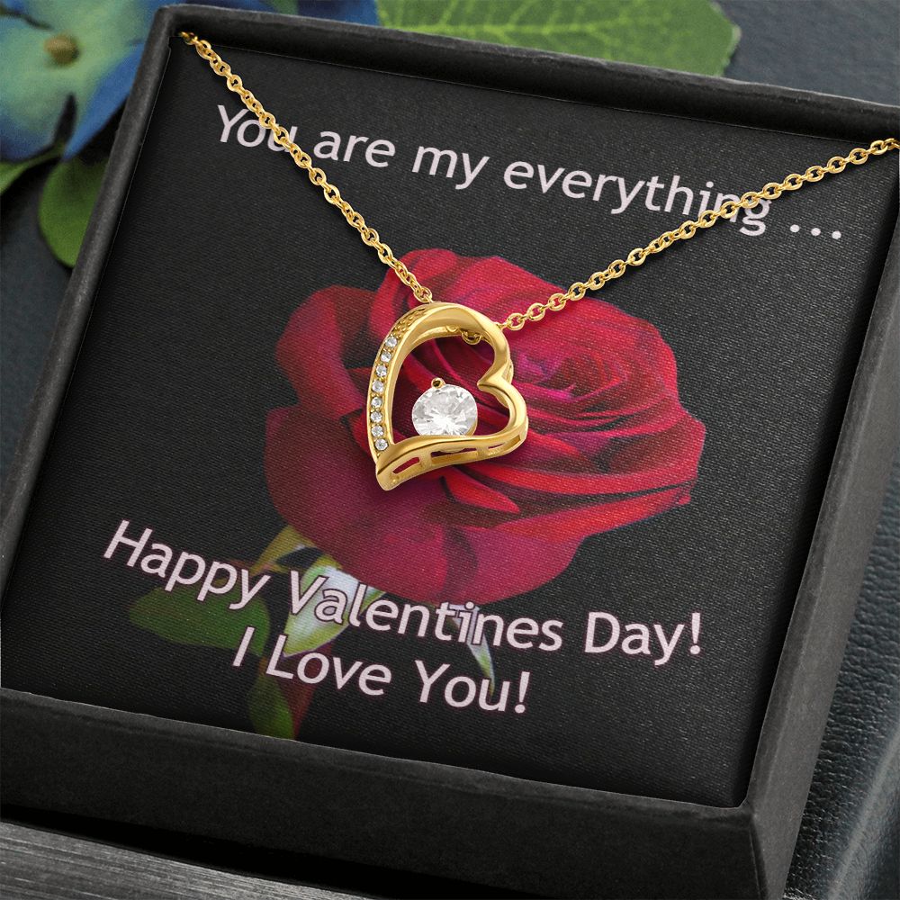 The dazzling Forever Love Necklace is sure to make her heart melt! This necklace features a stunning 6.5mm CZ crystal surrounded by a polished heart pendant embellished with smaller crystals to add extra sparkle and shine. Beautifully crafted with either a white gold or yellow gold finish, be sure to give her a classic gift she can enjoy everyday.