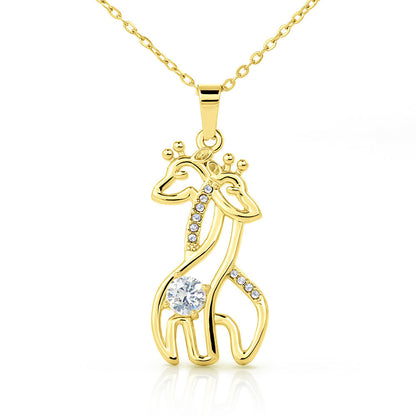 This adorable Graceful Love Giraffe Necklace features sparkling cubic zirconia, and is available in your choice of 14K white gold or 18K yellow gold finishes.  A perfect gift for wives, girlfriends, daughters, granddaughters, best friends, or any one who loves animals