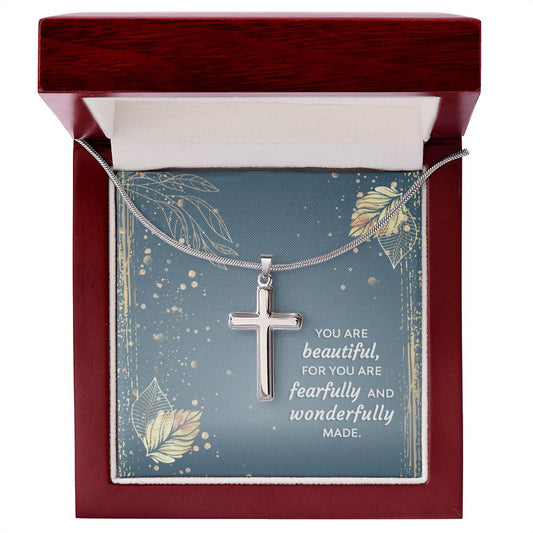 Wear your faith proudly with this stunning artisan-crafted Stainless Steel Cross Necklace. Perfect for special occasions or everyday wear, our Cross Necklace is a wonderful gift idea for you or your loved one. Imagine the look on their face when they open up this thoughtful gift!