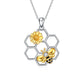 A rolo type chain that is 18 inches with an extra 2 inch extension. Gold and silver pendant with Zircon stone and comes in a delicate jewelry box. 