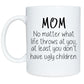 Fun sayings on a mug to express how you feel for your mother, mom, mum. Perfect for special occasions, Mother's Day, birthday, or just to let that lovely lady know that you are thinking about her. Mug is perfect for hot or cold drinks; coffee, tea, milk, soups, juice and more.