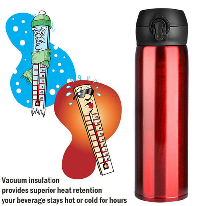 Stay hydrated all day with this Stainless Steel Insulated Hot & Cold Drink Bottle! This bottle features a double-wall design to keep your drinks hot or cold for up to 24 hours. With its durable, stylish stainless steel design, you can enjoy your favorite beverage anytime, anywhere. 