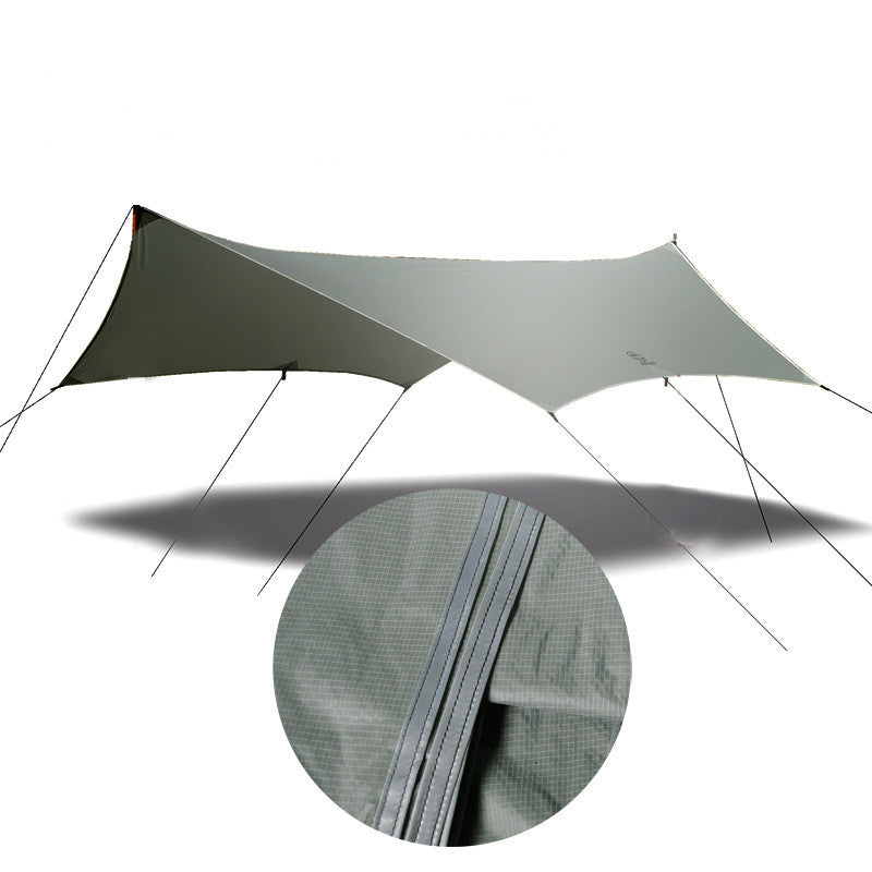 This Rainproof Luxury Tent With Cloth Canopy makes a fun camping experience. This is a light grey single layer tent, so best used during the summer family outings or those fun friend events.  Perfect for a lazy summer party.