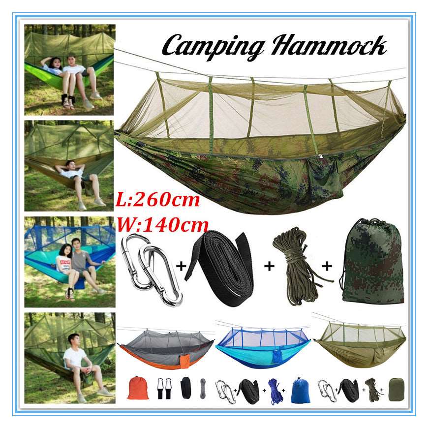 Ultralight Comfortable Hammock! Perfect for a Beach Swing, romantic rocking Bed or the Outdoors. So many great uses, such as; Backpacking, Survival or Travel. 