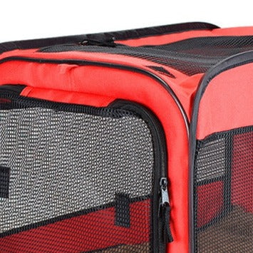 The Car Dog Safety Kennel is designed for your canine's comfort and safety. Constructed with a breathable mesh fabric, the kennel offers a safe and secure fit for most standard cars and SUVs.