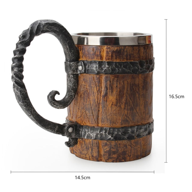This Viking Style Norse Drink Mug is made of fine poly-resin and stainless steel, hand painted and polished individually. 