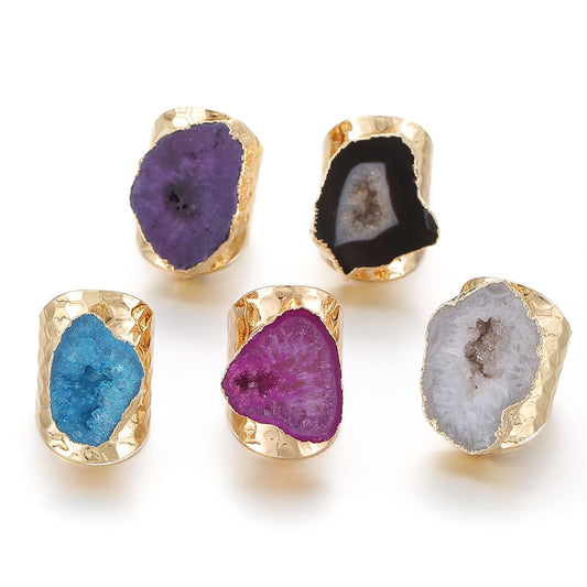 Each high quality Bohemia style ring is a natural Agate stone and unique, so the size and color of each may be different than what you see in the picture. Each ring will be an original ring as they are not manufactured. The are professionally designed of guaranteed natural semi-precious stones from a jewelry company.