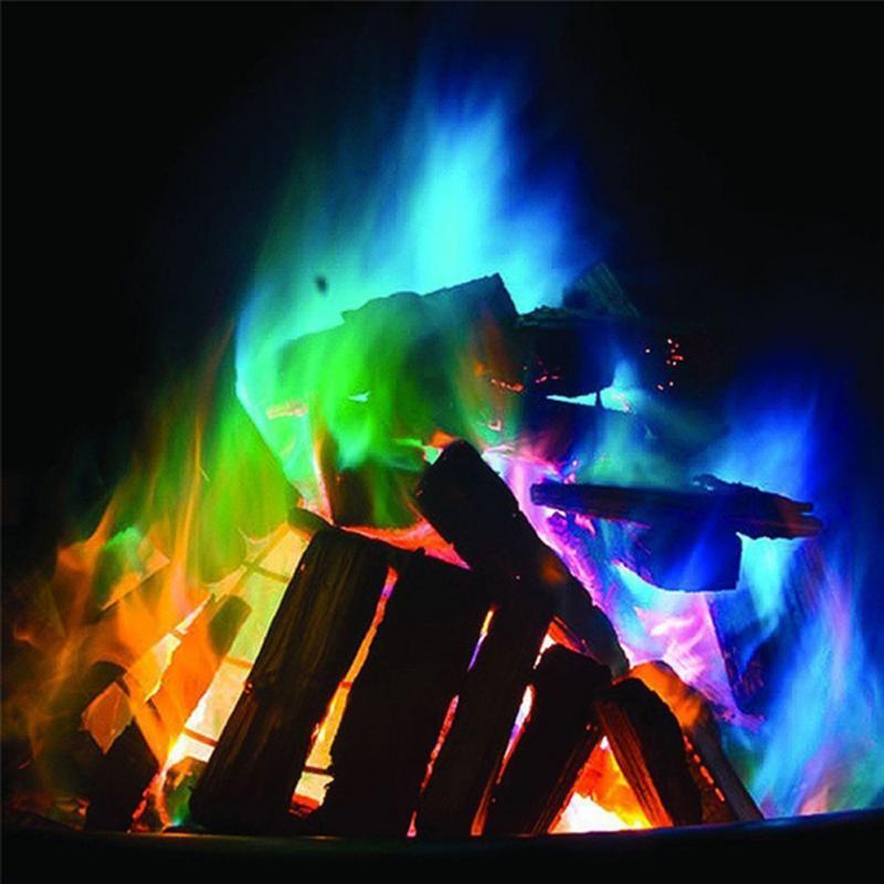 This colored flame powder is a festive item that can make flames with different colors. It is suitable for adding atmosphere for camp fire or fireplace. 