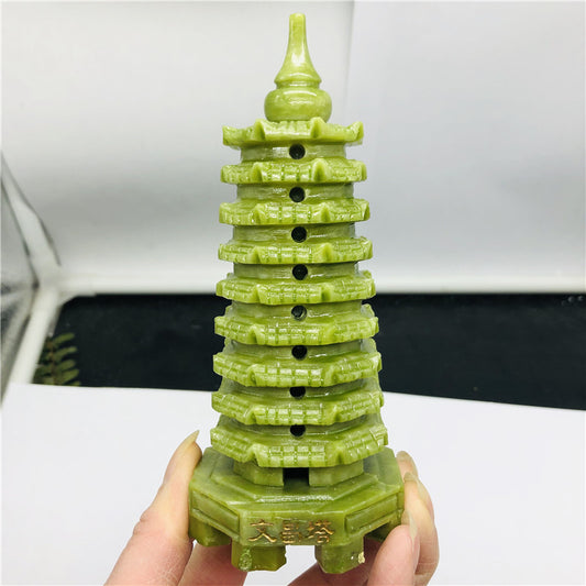 Natural stone jade pagoda point carved stone wenchang tower for energy and chakra. Perfect natural healing crystals.  Theme: MASCOT is_customized: No Style: feng shui Material: CRYSTAL Natural crystal: Natural crystal obsidian
